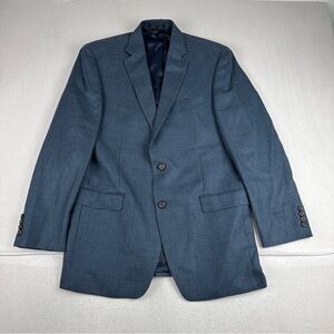 Lauren Ralph Lauren Mens Blue Black Houndstooth Sport Coat Silk Wool 40L office